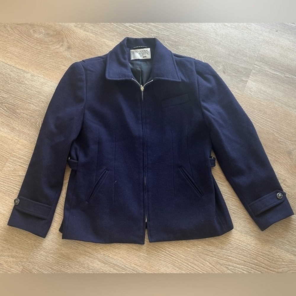 Vintage International Scene Wool Zip Jacket Navy‎ Blue Russia Women's Small - Picture 2 of 12